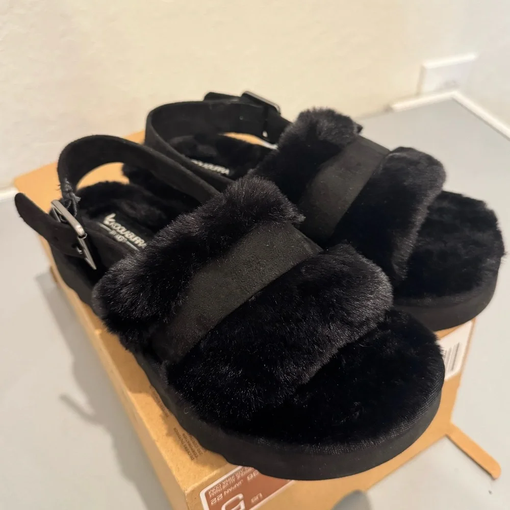 Koolaburra by UGG Adjustable Slide Sandals Fuzz'd Out Black Size 5